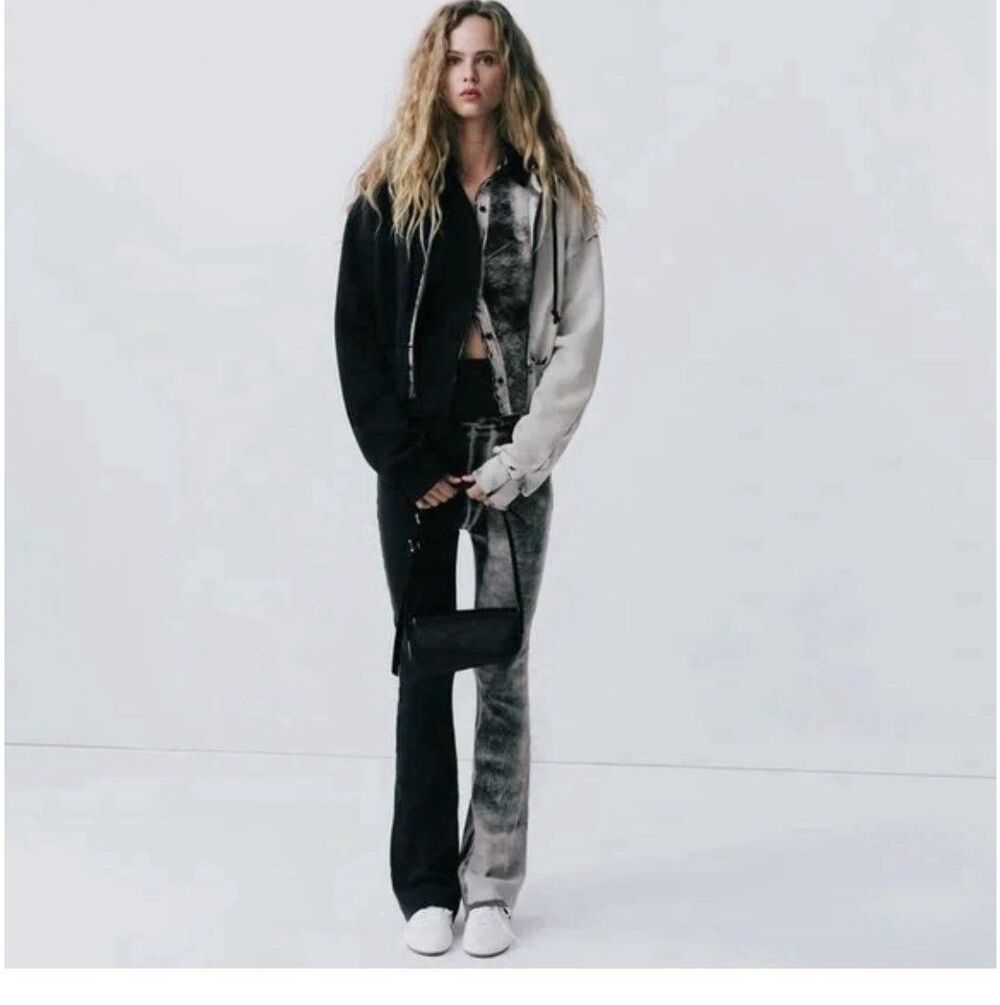 ZARA Flare Rib Leggings - Knit Tie Dye Pull On Pants - Women's Size M #P
